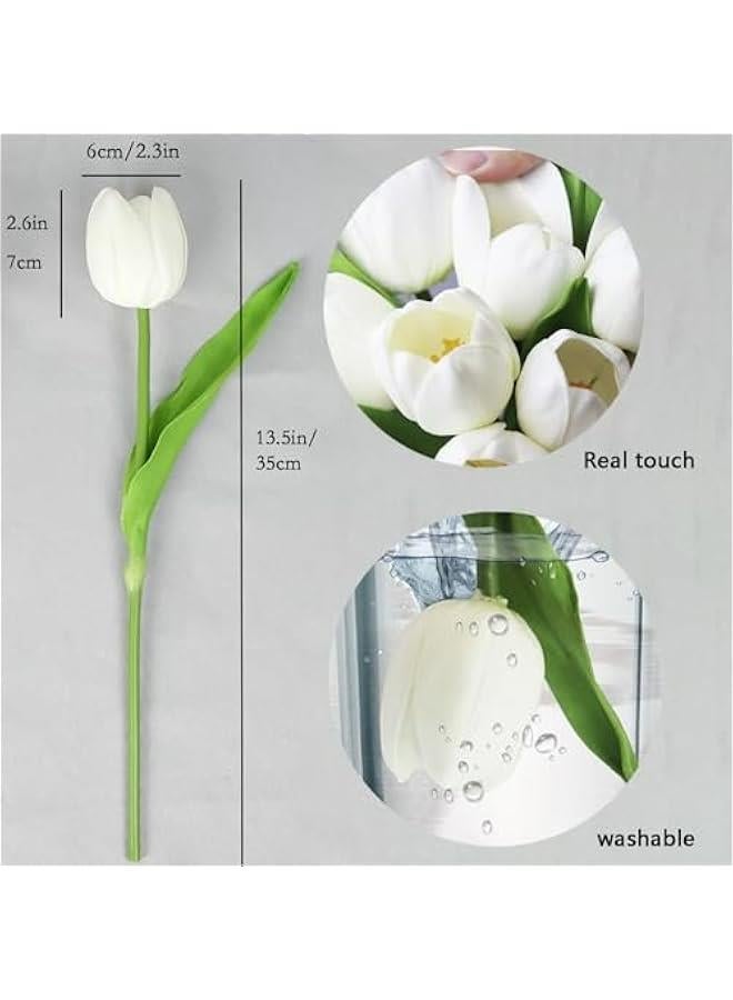 WhiteGreen Tulip Flowers Artificial Luxury Big Tulip Valentine's Day Mother's Day Easter Home Kitchen Wedding Decorations(11pcs) - Image 3