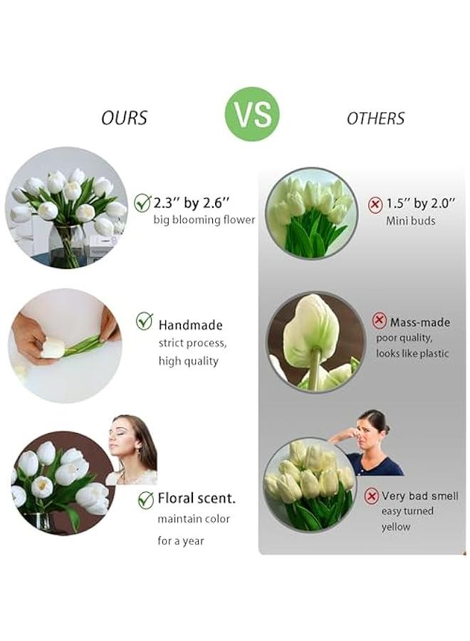 WhiteGreen Tulip Flowers Artificial Luxury Big Tulip Valentine's Day Mother's Day Easter Home Kitchen Wedding Decorations(11pcs) - Image 2