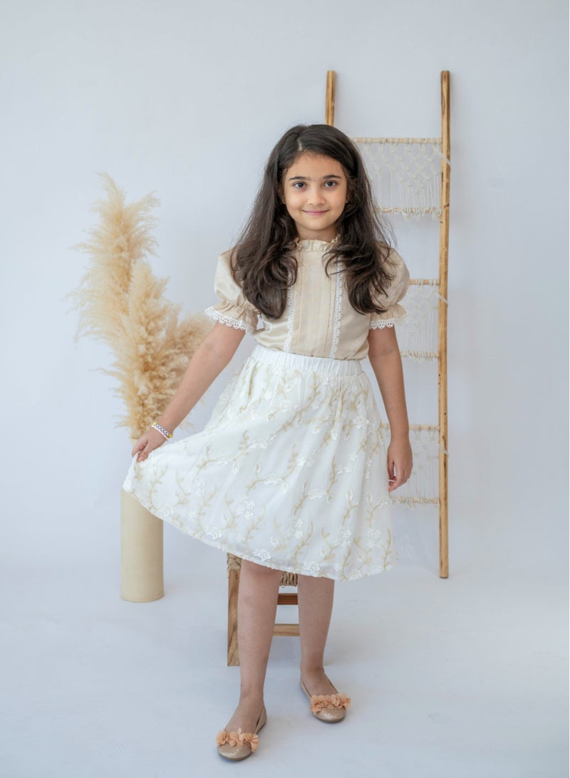 LALEENA Golden Elegance Girls’ Embroidered Dress - Image 3