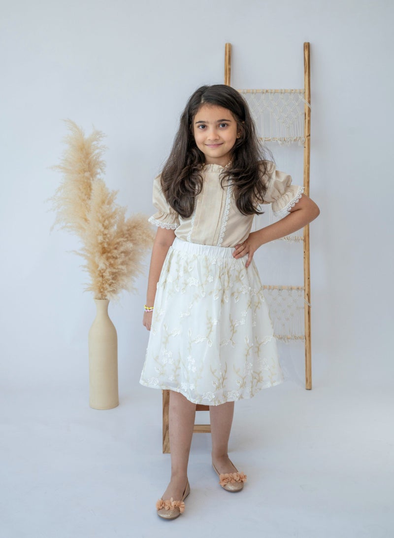 LALEENA Golden Elegance Girls’ Embroidered Dress - Image 2