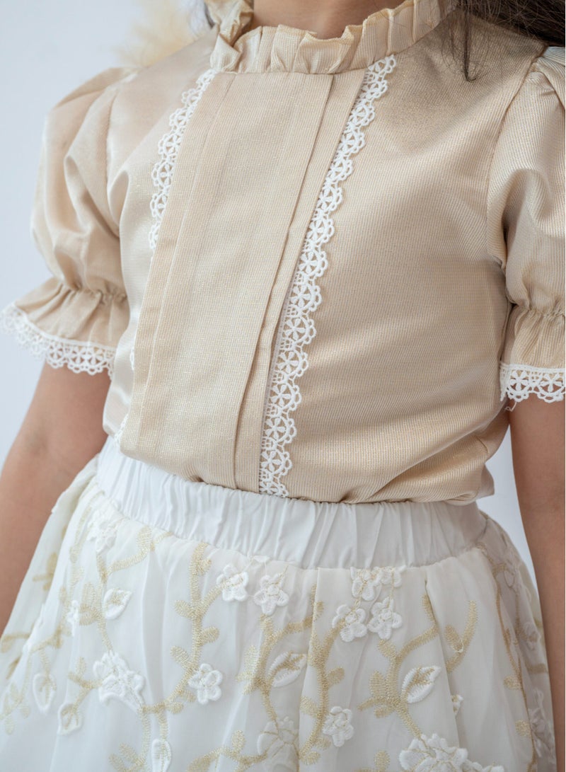 LALEENA Golden Elegance Girls’ Embroidered Dress - Image 5