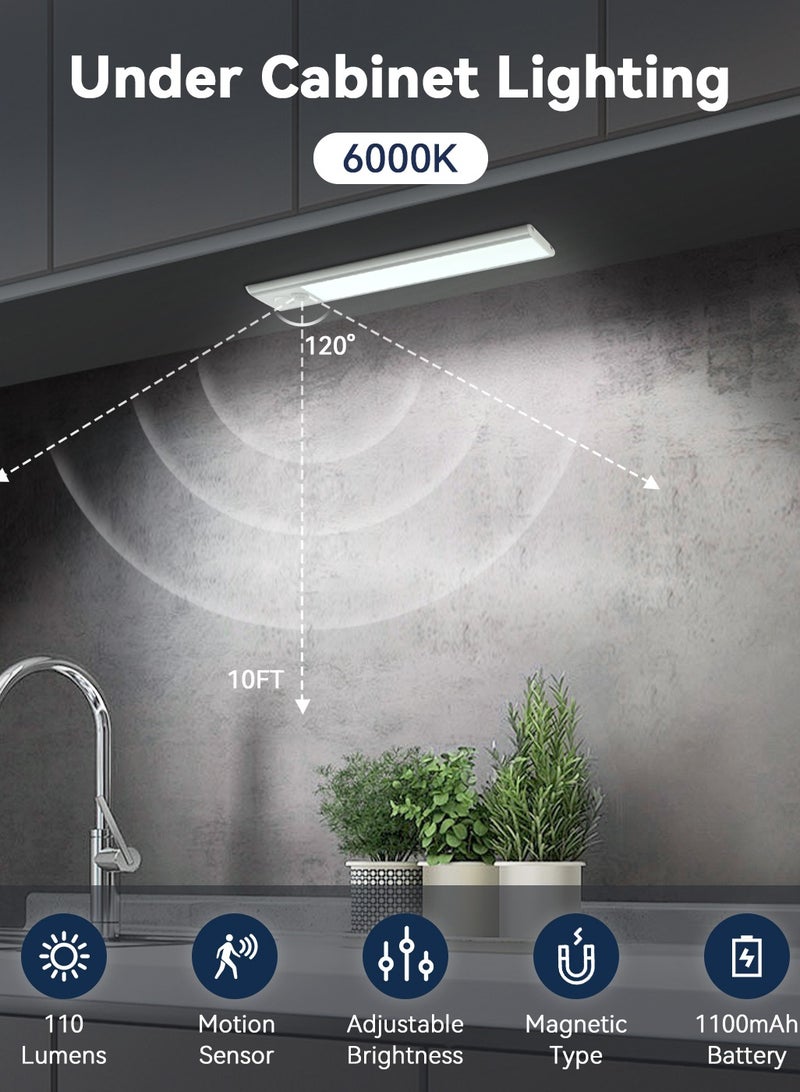 لسغدم إضاءة تحت الخزانة، إضاءة مغناطيسية تحت الخزانة لاسلكية، إضاءة خزانة لاسلكية تحت الخزانة مغناطيسية، إضاءة خزانة مستشعر الحركة LED قابلة للتعتيم (خافتة)، مصابيح خزانة قابلة للشحن 1100 مللي أمبير، مصابيح - Image 2
