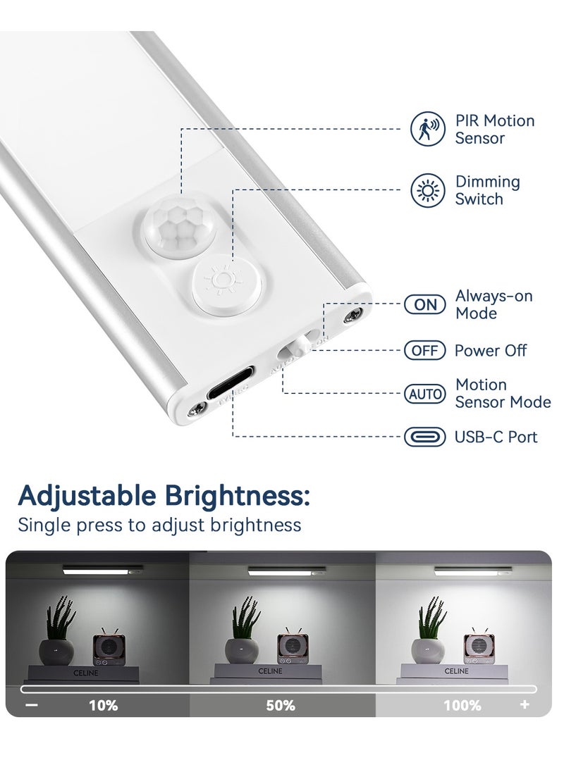 Lsgddm Under Cabinet Lighting, Magnetic Under Cabinet Lighting Wireless,LED Motion Sensor Cabinet Light, 1100mAh Rechargeable Closet Lights, Under Counter Lights for Kitchen, Hallway, Stairs  - Image 4