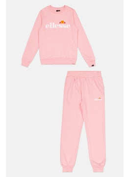 Kids Girl 2 Pieces Brand Logo Sweatshirt And Pants Set, Pink