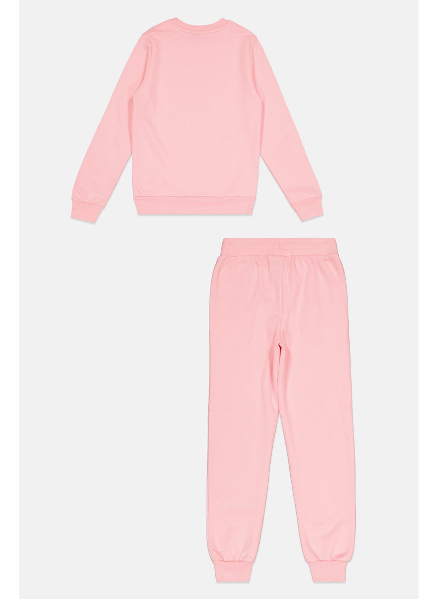 Ellesse - Kids Girl 2 Pieces Brand Logo Sweatshirt And Pants Set, Pink - Image 1