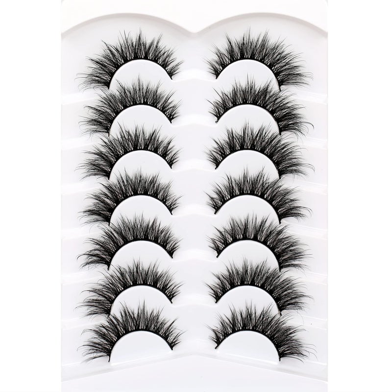 Pooplunch False Eyelashes Fairy Lashes Wispy Crossed Fluffy Faux Mink Lashes Cat Eye Look Fluttery 8D Fake Eyelashes Faux Mink Lashes 7 Pairs Pack - Image 2