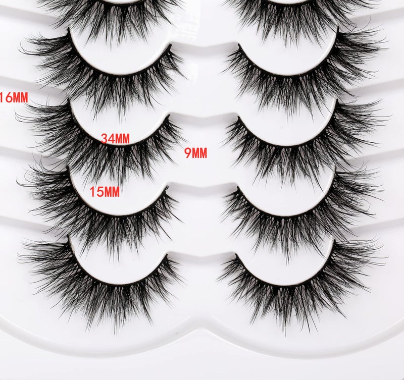 Pooplunch False Eyelashes Fairy Lashes Wispy Crossed Fluffy Faux Mink Lashes Cat Eye Look Fluttery 8D Fake Eyelashes Faux Mink Lashes 7 Pairs Pack - Image 3
