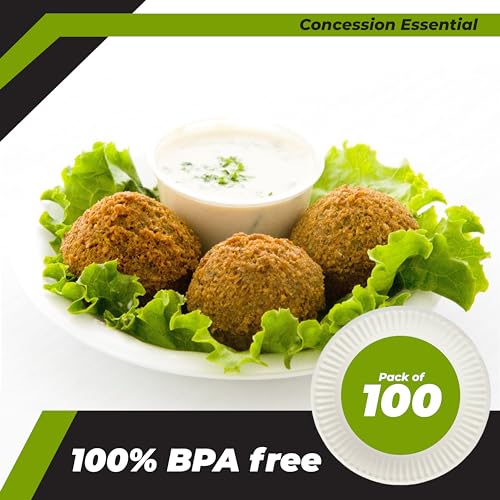 Concession Essentials Paper Plate, 9" White Uncoated 100ct - Image 3