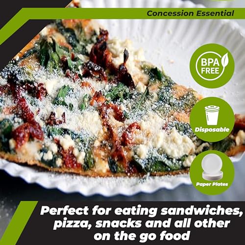 Concession Essentials Paper Plate, 9" White Uncoated 100ct - Image 5