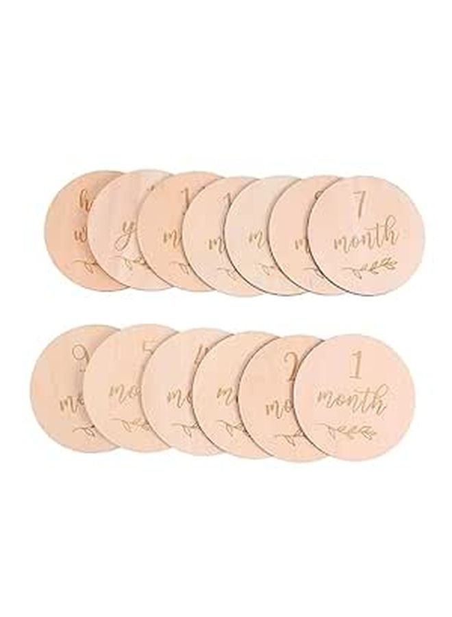 Wooden Monthly Milestone Cards 13Pcs Set For Newborn Photography Photo Props - Image 1
