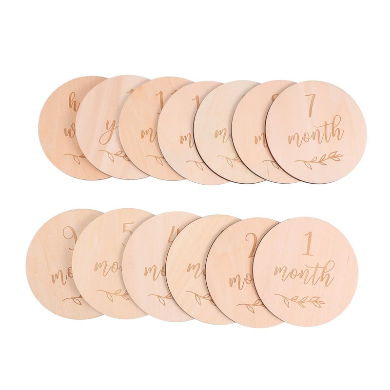 Wooden Monthly Milestone Cards 13Pcs Set For Newborn Photography Photo Props - Image 2