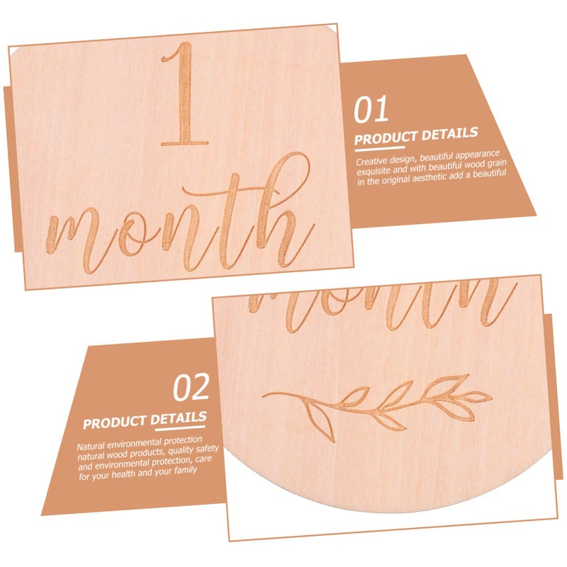 Wooden Monthly Milestone Cards 13Pcs Set For Newborn Photography Photo Props - Image 4