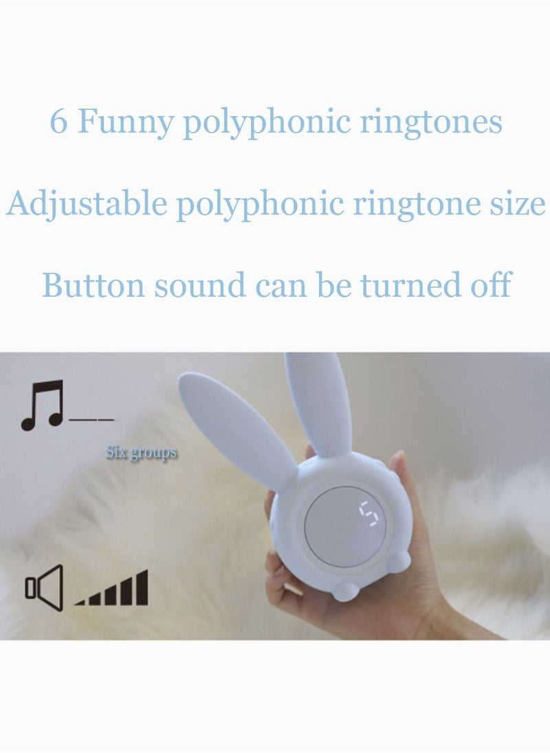 SYOSI - Blue Rabbit Alarm Clock, SYOSI Luminous Rabbit Alarm Clock Cartoon Rabbit Lamp LED Silicone Bed Light Multifunctional Home Desktop Decorations Timed Night Light for Kids with Lithium Battery - Image 1