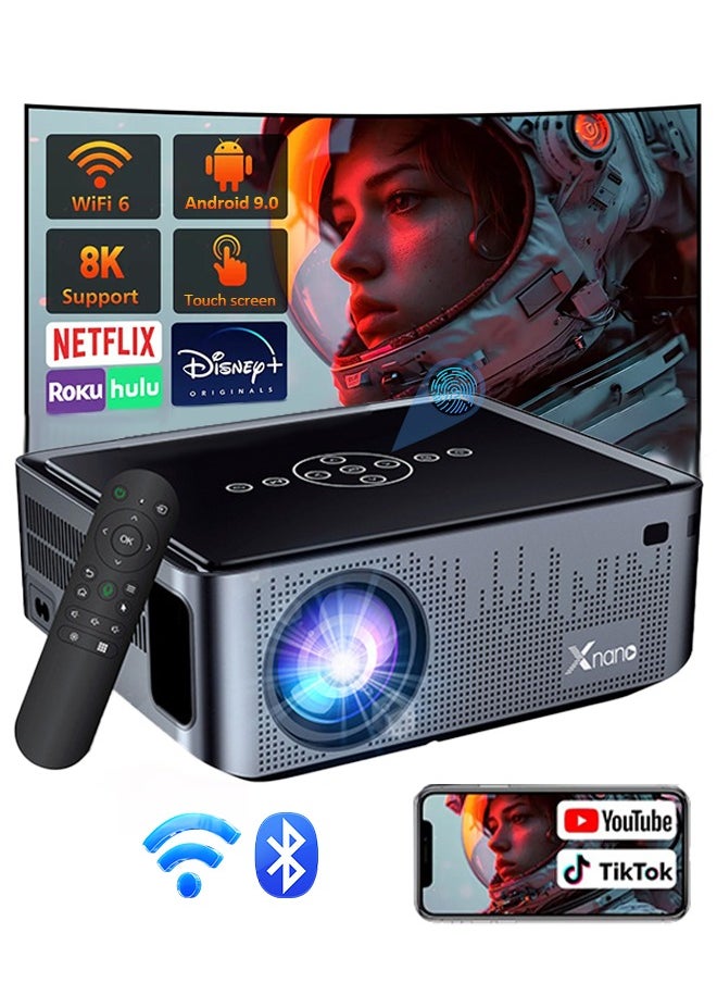 Xnano 300ANSI Projector 8K/4k WiFi 5G Voice Remote Portable Smart Movie Projector with LED Lighting BT5.0 Bulit-in More Apps 