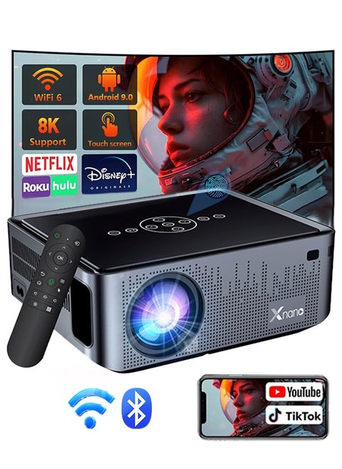 عارض أفلام ذكي محمول محمول مزود بجهاز عرض الأفلام الذكي 300ANSI 8K/4k WiFi 5G بجهاز تحكم عن بعد صوتي 8K/4k مع إضاءة LED BT5.0 Bulit-in المزيد من التطبيقات
