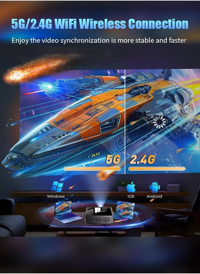Xnano - 300ANSI Projector 8K/4k WiFi 5G Voice Remote Portable Smart Movie Projector with LED Lighting BT5.0 Bulit-in More Apps - Image 1