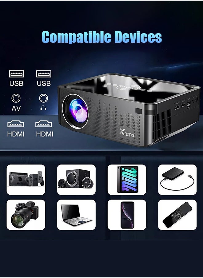 Xnano - 300ANSI Projector 8K/4k WiFi 5G Voice Remote Portable Smart Movie Projector with LED Lighting BT5.0 Bulit-in More Apps - Image 1