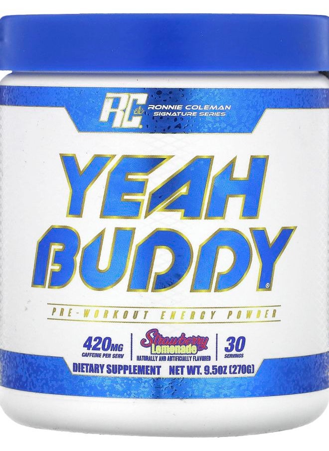 RONNIE COLEMAN Signature Series Yeah Buddy PreWorkout Energy Powder Strawberry Lemonade  9.5 oz (270 g) 