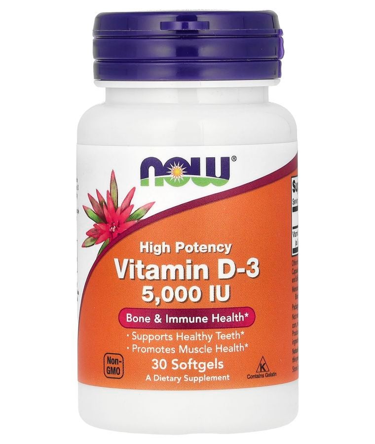 now Vitamin D-3 High Potency 5000 IU 30 Softgels