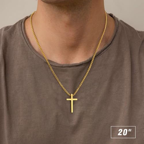 M MOOHAM Cross Necklace for Men Women - Cross Pendant Cross Chain 18 Inch Jewelry Gifts, 14k Gold Plated Cross Necklaces for Women Trendy, Christian Religious Gifts - Image 2
