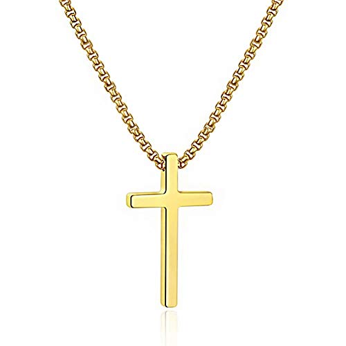 M MOOHAM Cross Necklace for Men Women - Cross Pendant Cross Chain 18 Inch Jewelry Gifts, 14k Gold Plated Cross Necklaces for Women Trendy, Christian Religious Gifts - Image 1