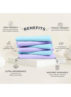 R for Rabbit Waterproof Quick Dry Sheet Bliss For Baby | Anti-Piling Fleece Extra Absorbent Instant Dry Sheet For Baby Bed | Baby Cot Protector Sheet|Baby Bed Protector (Size-L,Blue-Purple,Pack Of 2)  - Image 2