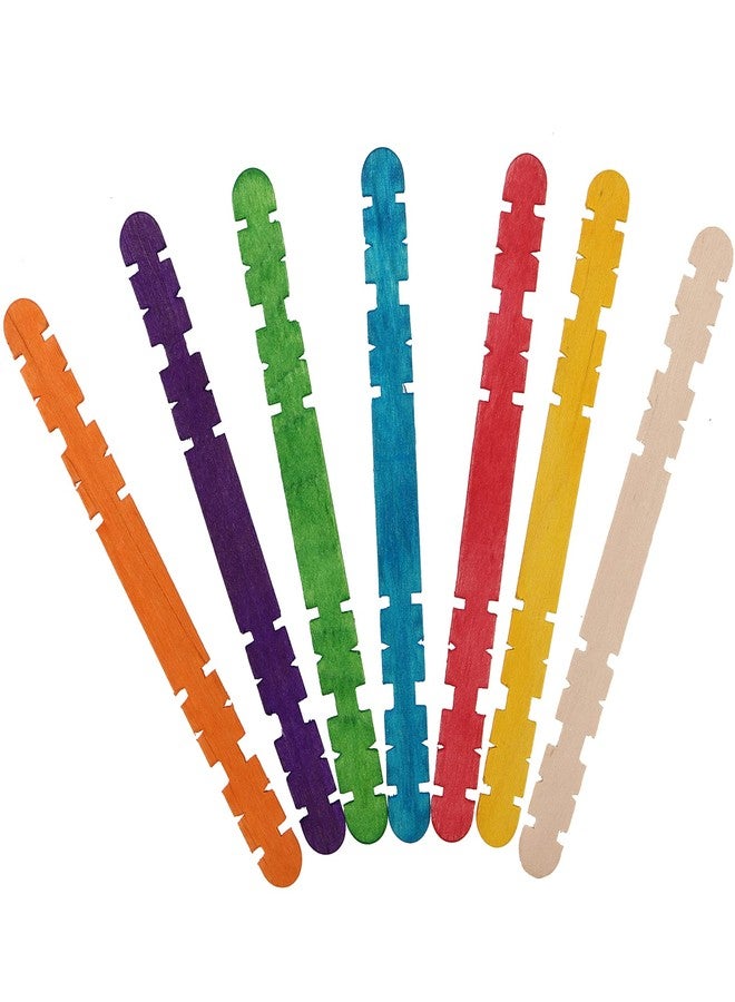 SHEUTSAN 600 PCS 4.5 Inch Sawtooth Wood Sticks - 300 Colorful, 300 Natural - Notched Hobby Sticks for DIY Craft Projects - Image 4