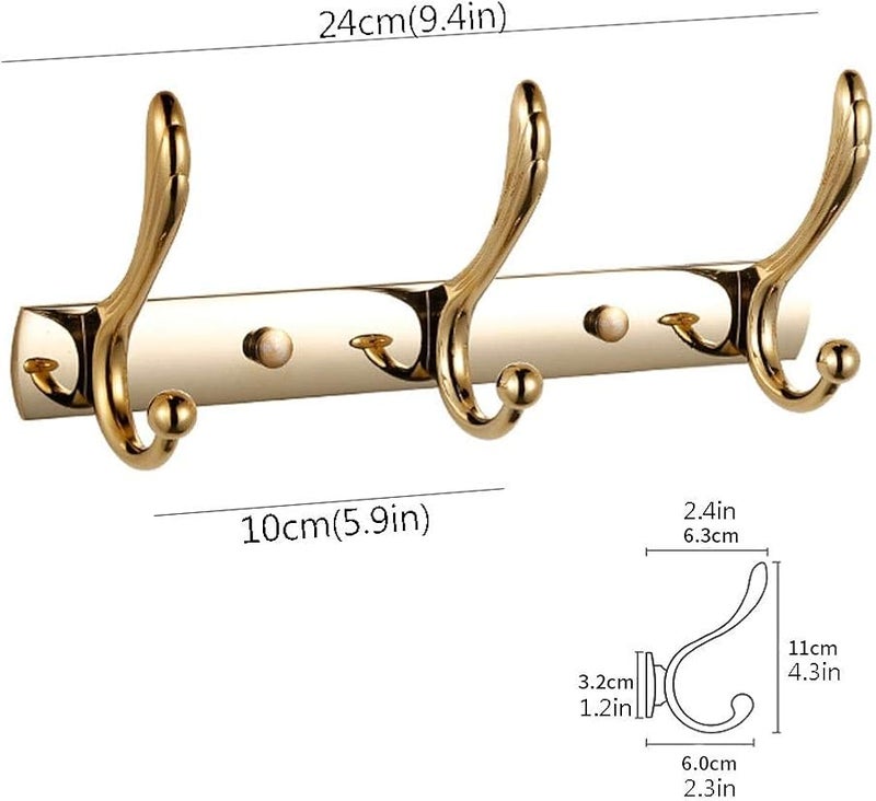 رفوف حائطية ذهبية لتعليق المعاطف وخطافات للحمام والمطبخ وغرفة النوم لتعليق المناشف والملابس - Image 3