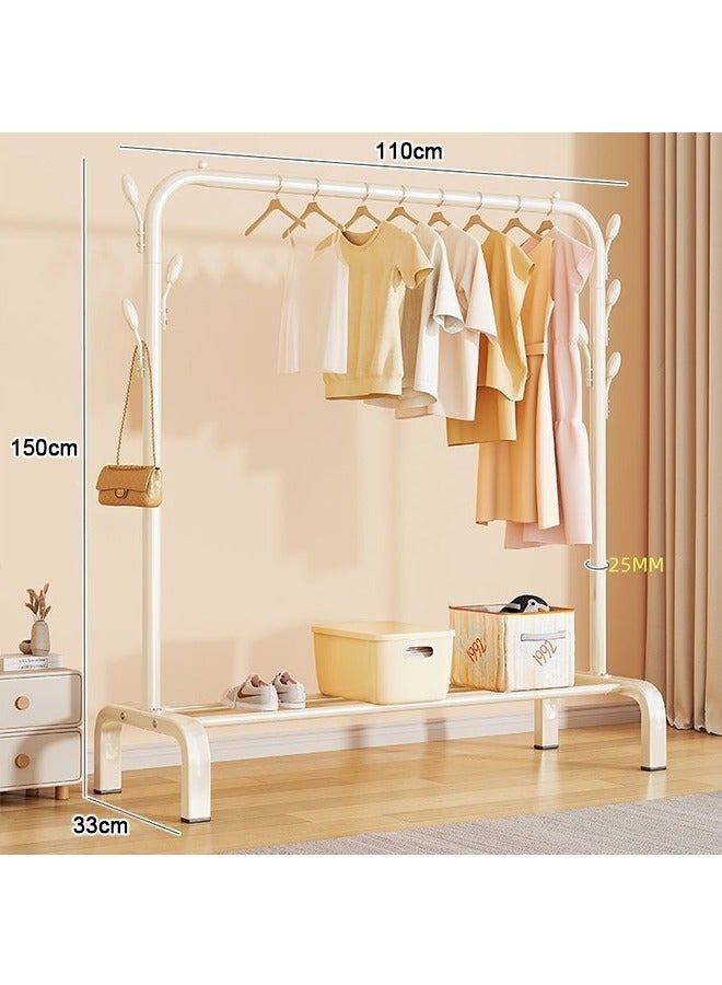 Household Drying Racks, Indoor Balcony, Simple Drying Racks, Bedroom Floor-To-Ceiling Detachable Folding Storage Racks, Double-Layer Shoe Racks, Single-Pole White Drying Racks - Image 2