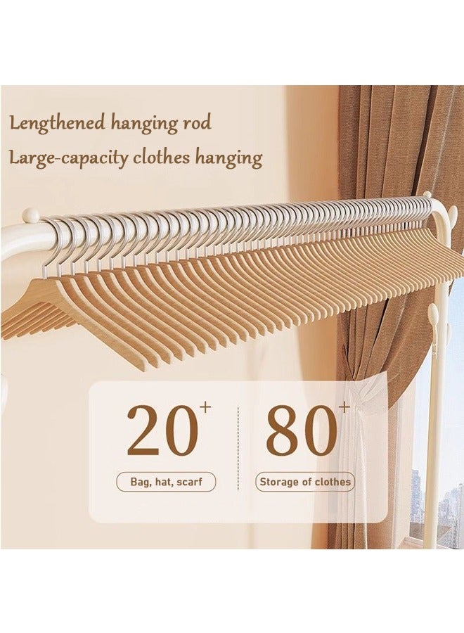 Household Drying Racks, Indoor Balcony, Simple Drying Racks, Bedroom Floor-To-Ceiling Detachable Folding Storage Racks, Double-Layer Shoe Racks, Single-Pole White Drying Racks - Image 3