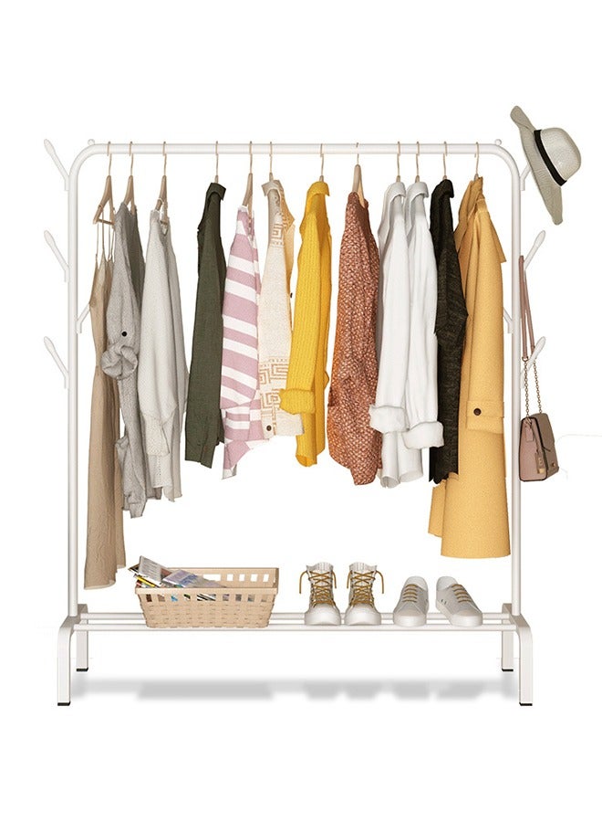 Household Drying Racks, Indoor Balcony, Simple Drying Racks, Bedroom Floor-To-Ceiling Detachable Folding Storage Racks, Double-Layer Shoe Racks, Single-Pole White Drying Racks - Image 1