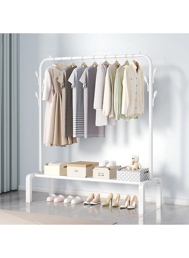 Household Drying Racks, Indoor Balcony, Simple Drying Racks, Bedroom Floor-To-Ceiling Detachable Folding Storage Racks, Double-Layer Shoe Racks, Single-Pole White Drying Racks - Image 5