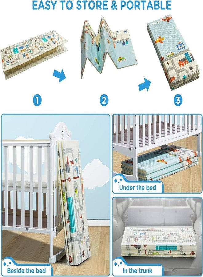 LEKORED Extra Large Reversible Baby Folding Mat Play Foam Crawl Waterproof Portable Kids Baby Toddler Outdoor or Indoor Use (Blue Road) - Image 5