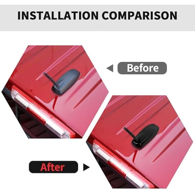 rayihni Roof Antenna Cover Trim Decoration Exterior Accessories for Chevrolet Chevy Colorado 2023 2024 2025,for GMC Canyon 2023 2024 2025 (Black Carbon Fiber) - Image 3