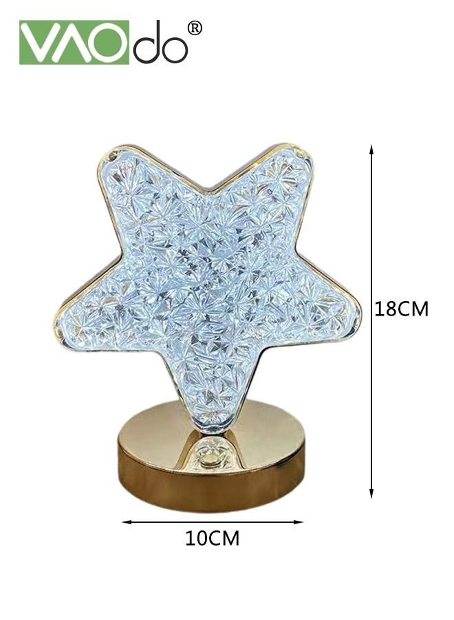 VAOdo Crystal Star Night Light, 3 Colors Dimmable Touch Lamp, USB Rechargeable Table Lamp Bedside Lamp, Gold Vintage Nightstand Lamp for Bedroom Living Room Home Decor - Image 3