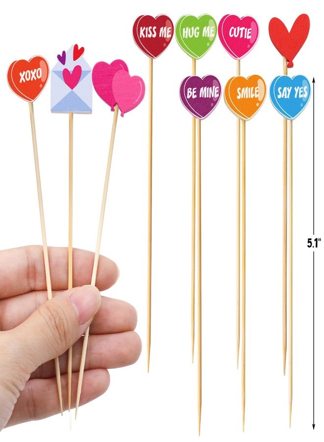 WorldBazaar Valentine's Day Cocktail Picks 200 PCS Hearts Toothpicks for Appetizers Food Fruit Sandwich Sticks Anniversary Birthday Wedding Party Supplies - Image 2