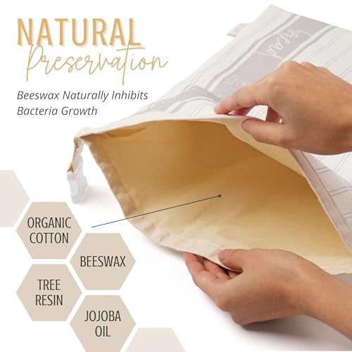 Nectar & Nest Reusable Beeswax Bread Bags for Homemade Bread & Sourdough – XL Eco-Friendly, Natural, Food-Safe Storage Bag to Keep Loaves Fresh Longer – Sustainable, Zero Waste - Image 3