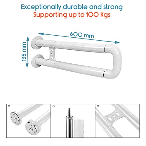 KosmoCare Stainless Steel Fixed Grab Bar with Anti-Slip Nylon Grip, Wall Mounted Fixed Grab Bar for Bathroom | Grab Bars for Toilet Senior Citizens | Toilet Grab bar for Elderly - Image 4