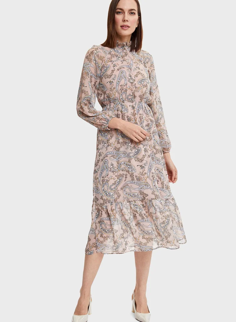 DeFacto Belted Printed Dress