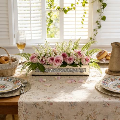 blingworld Flower Vase Rectangular Crushed Diamond Mirrored Vases for Centerpiece, Luxury Flower Arrangement for Home Wedding Dining Table Decor, Silver - Image 4