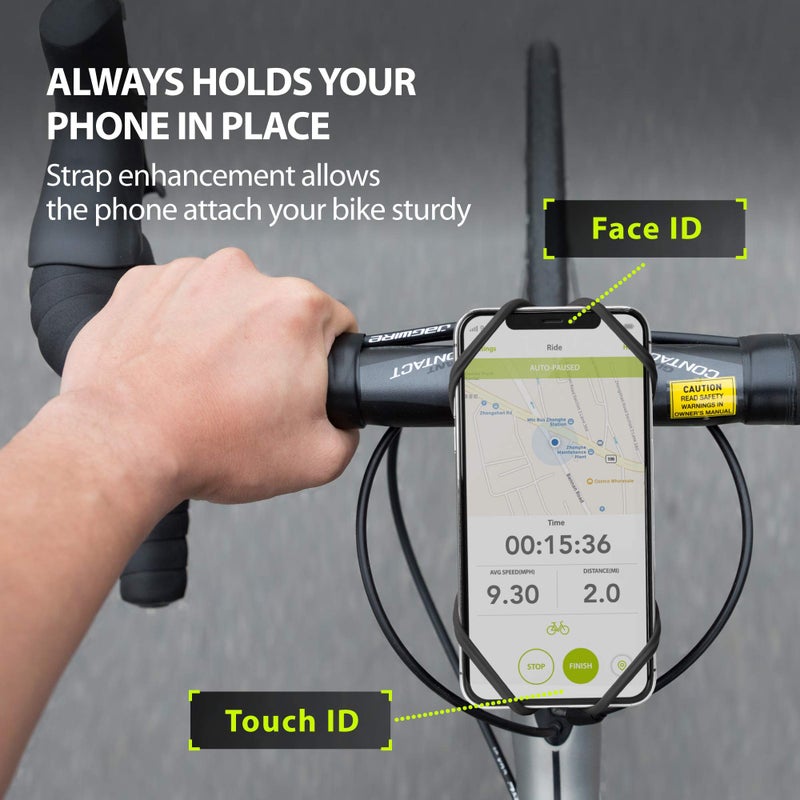 BONE COLLECTION Bone Bike Tie Pro 4, Bike Cell Phone Mount for Stem, Scratch-Free Silicone Holder with Shock-Absorbing Design, Universal Cycling Phone Holder Compatible with Most Smartphones (Black - Stem) - Image 4