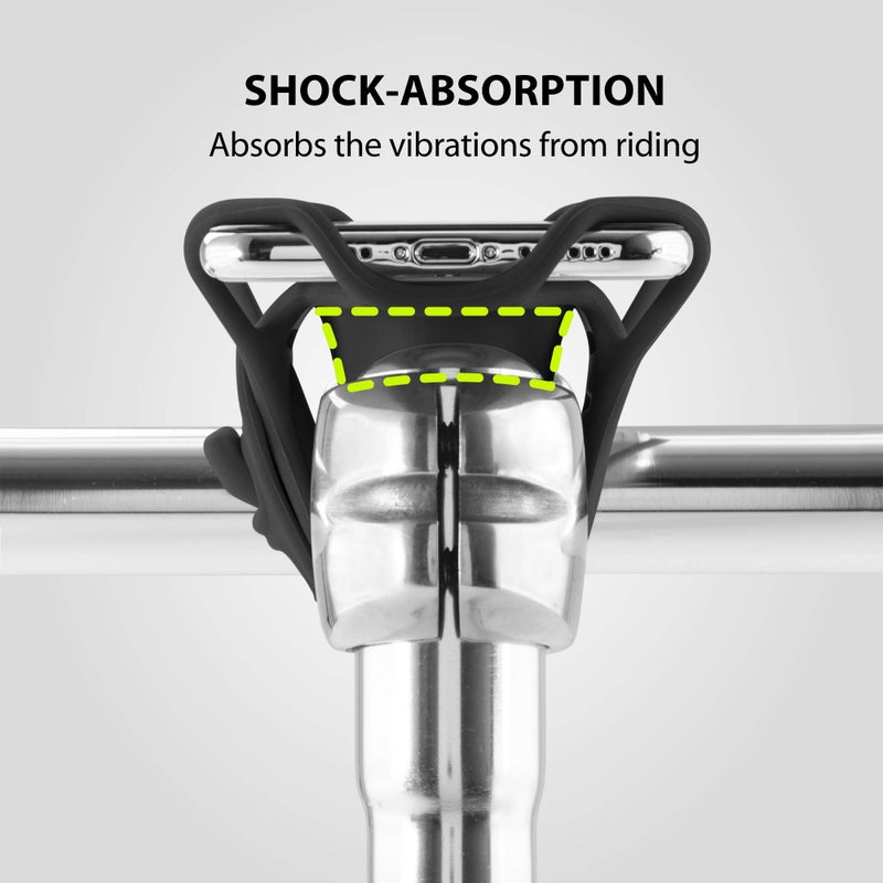 BONE COLLECTION Bone Bike Tie Pro 4, Bike Cell Phone Mount for Stem, Scratch-Free Silicone Holder with Shock-Absorbing Design, Universal Cycling Phone Holder Compatible with Most Smartphones (Black - Stem) - Image 5