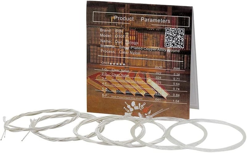 Oud Strings Set, Clear Nylon + Silver Plated Copper Alloy Oud Strings Set Replacement Accessory for Ouds Accessory Parts (11strings) - Image 1
