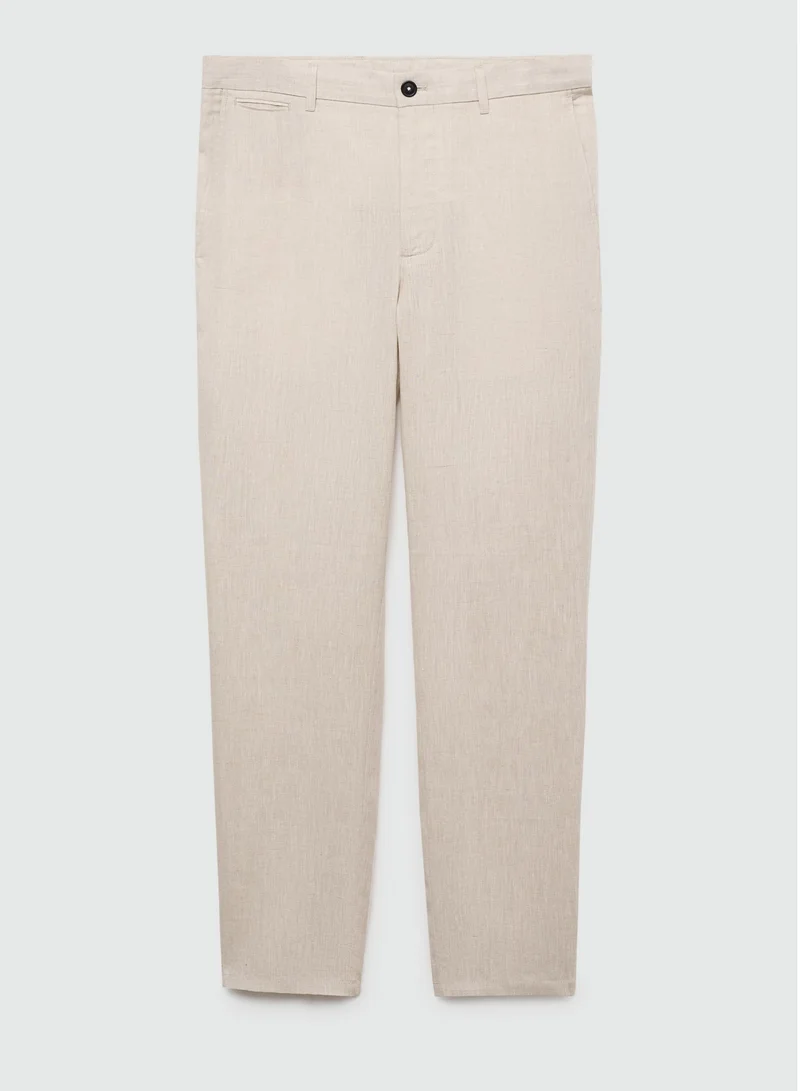 Mango Man Slim-fit 100% linen trousers