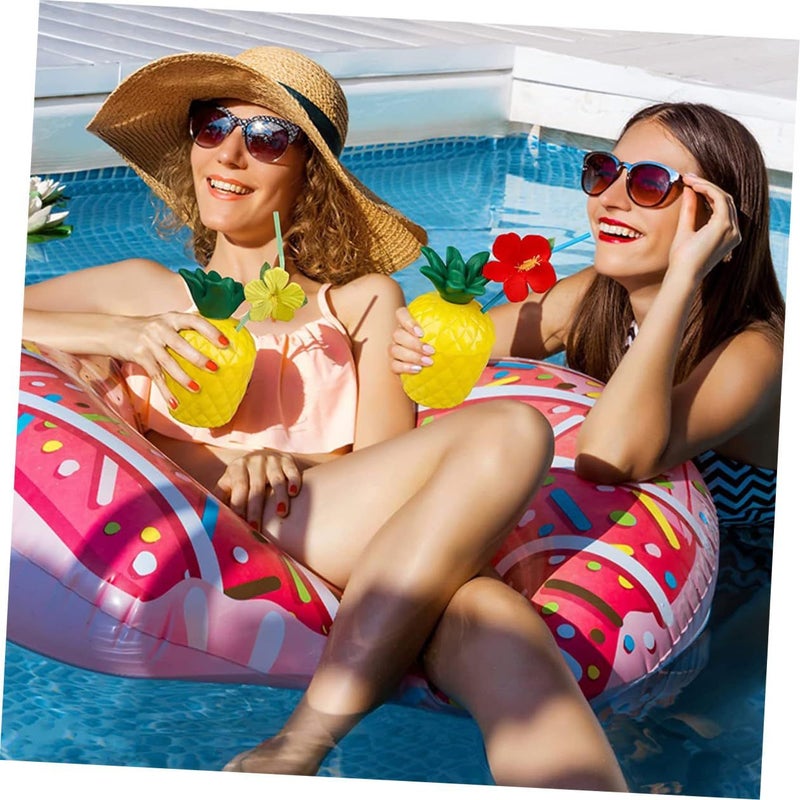 Hawaiian Luau Pineapple Cups with Straws 6pcs Tropical Party Beverage Cups Random Color - Image 5