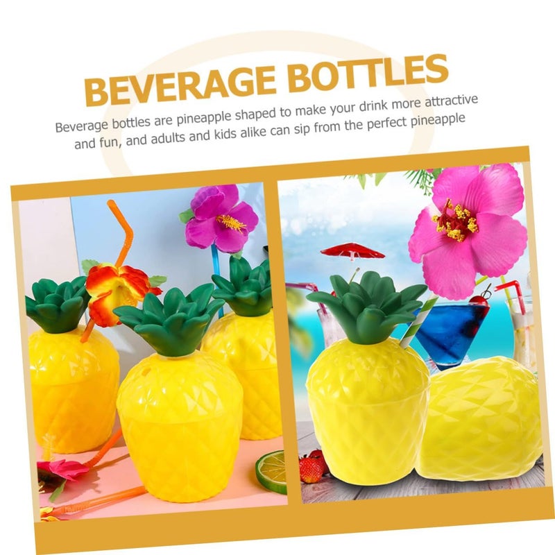 Hawaiian Luau Pineapple Cups with Straws 6pcs Tropical Party Beverage Cups Random Color - Image 4