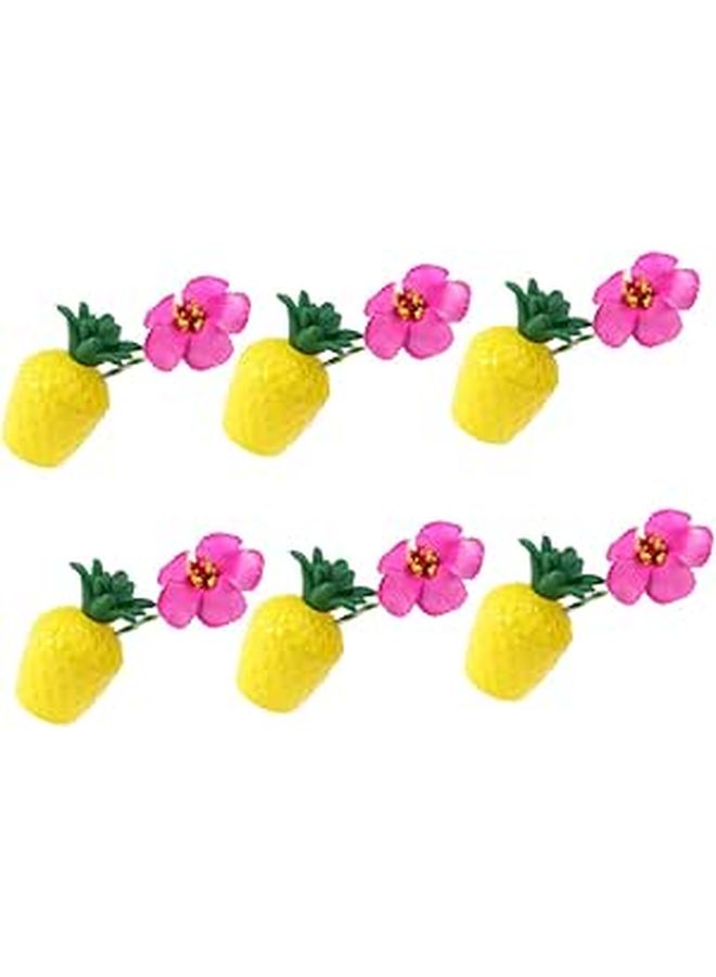 Hawaiian Luau Pineapple Cups with Straws 6pcs Tropical Party Beverage Cups Random Color - Image 1