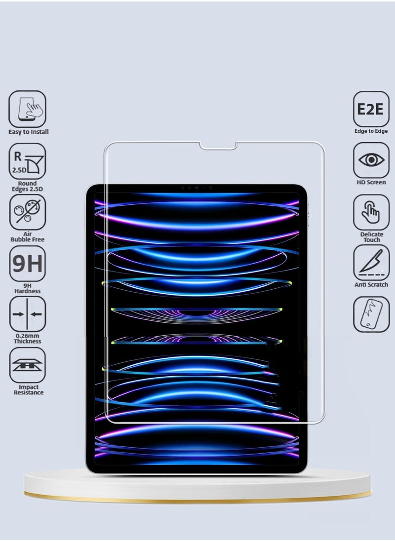 Wtech - Pure Vision Series Curved Edges Full Coverage Anti-Reflection HD Tempered Glass Screen Protector For Apple iPad Pro 12.9 2022 Clear - Image 1