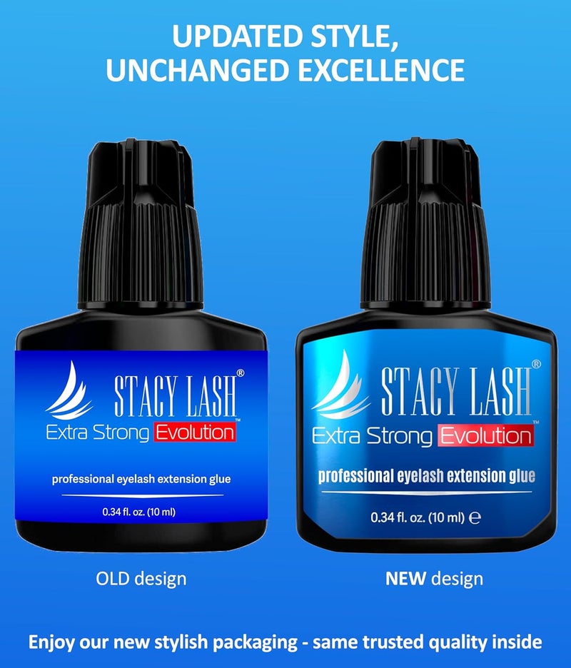 Stacy Lash Extra Strong Evolution (0.34 fl.oz / 10 ml) Eyelash Extension Glue / 1-2 Sec Drying time/Retention – 8 Weeks/Maximum Bonding/Professional Use Only Black Adhesive/Semi-Permanent Extensions - Image 2