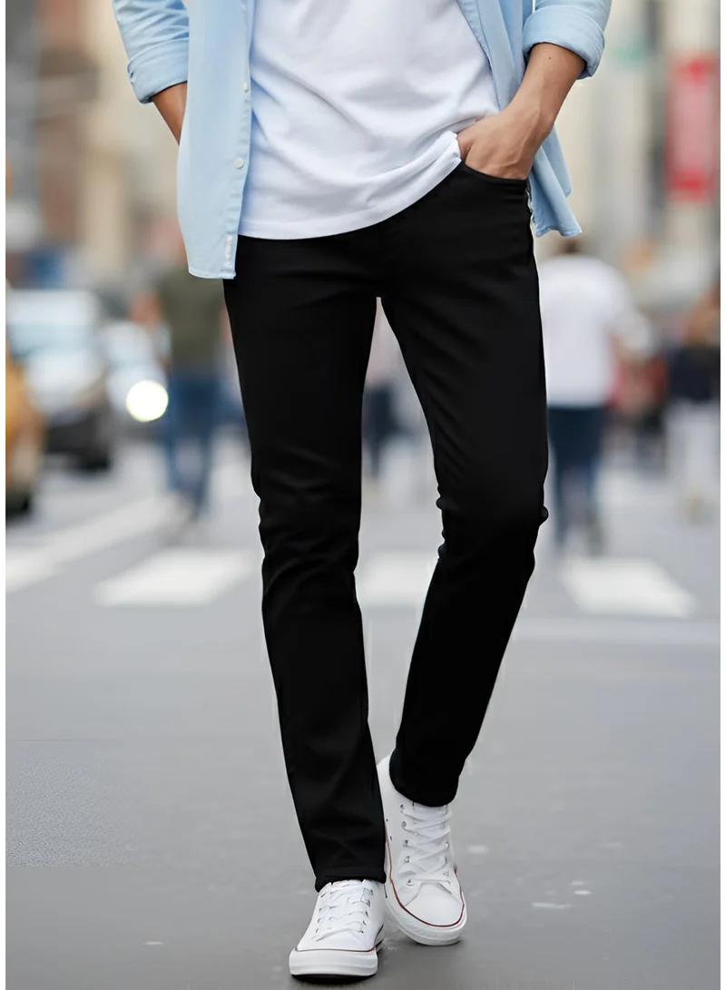 Urbano Fashion Men's Black Slim Fit Mid Rise Washed Jeans Stretchable